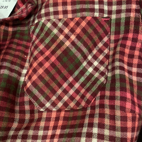 πHPπ NEW LL Bean Flannel Shirt Plaid Button Down Berry Girls Size 14 - Picture 7 of 7